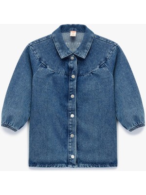 Pamuklu Uzun Kollu Gömlek Yaka Denim Elbise