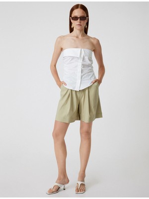 Koton Viskon Bermuda Şort Cepli Pile Detaylı