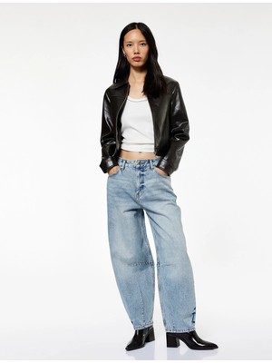 Koton Pamuklu Rahat Kalıp Düğmeli Cepli Balon Jean Pantolon - Balloon Fit Jeans