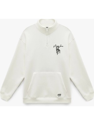 Koton Cepli Şardonlu Yarım Fermuarlı Lisanslı Van Gogh Baskılı Oversize Sweatshirt