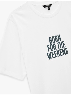 Koton Regular Fit Kısa Kollu Bisiklet Yaka Pamuklu Baskılı Tişört