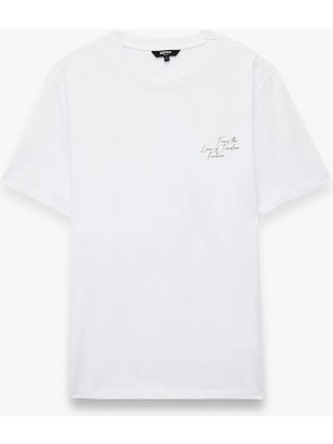 Koton Regular Fit Kısa Kollu Pamuklu Bisiklet Yaka Baskılı Tişört