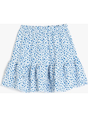 Koton Pileli Çiçek Desenli A Kesim Mini Etek