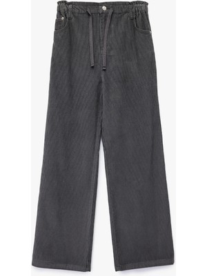 Koton Pamuklu Yüksek Bel Bağcıklı Geniş Paça Pantolon