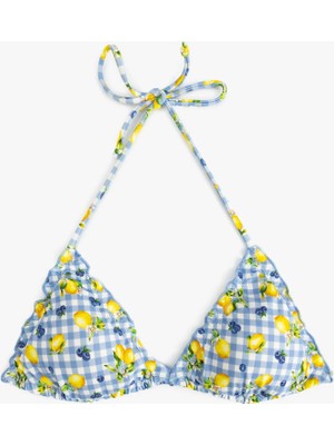Koton Pötikareli Limon Baskılı Üçgen Bikini Üstü