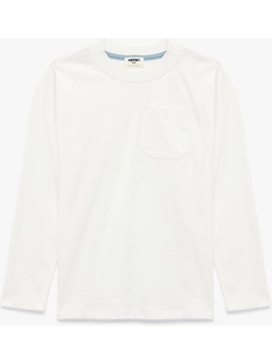 Koton Pamuklu Uzun Kollu Bisiklet Yaka Cep Detaylı Tişört