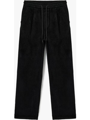 Koton Pamuklu Cepli Bol Kalıp Beli Bağcıklı Kışlık Fitilli Kadife Pantolon