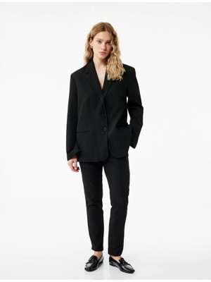 Slim Fit Cepli Yüksek Bel Cigarette Kumaş Pantolon