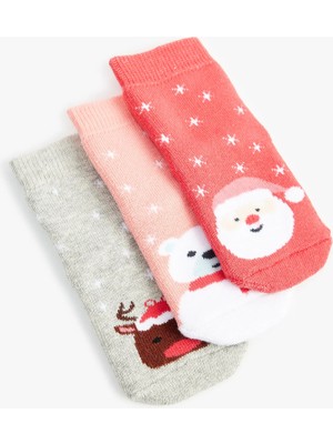 Koton Yılbaşı Temalı Hayvanlar Detaylı Pamuklu Havlu Çorap Seti