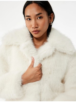 Koton Suni Kürk Mont Uzun Kollu Crop