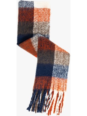 Koton Yumuşak Dokulu Püsküllü Ekoseli Uzun Atkı