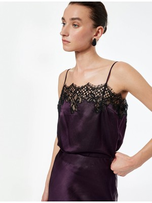 Koton Dantel Detaylı Ip Askılı Saten Bluz