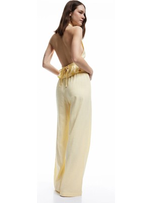 Koton Beli Bağcıklı Düz Paça Viskon Karışımlı Pantolon