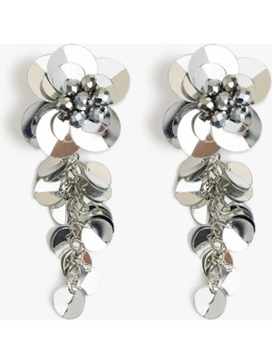 Koton Büyük Çiçekli Metalik Küpe