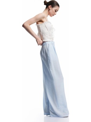 Koton Viskon Kumaş Cepli Pile Detaylı Palazzo Pantolon