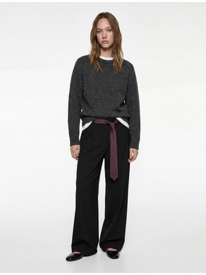 Koton Uzun Kollu Bisiklet Yaka Dikiş Detaylı Basic Triko Kazak