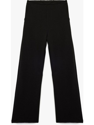 Koton Beli Lastikli Cep Detaylı Basic Siyah Kız Çocuk Pantolon 6WKG40074AK