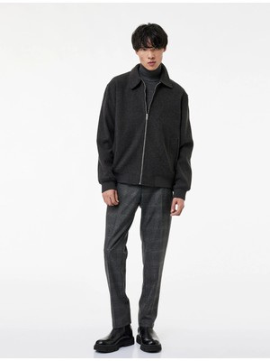 Koton Regular Fit Viskon Karışımlı Cepli Düğmeli Kareli Kumaş Pantolon