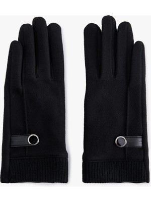 Koton Dikiş Detaylı Tokalı Eldiven Siyah Erkek Kış Aksesuarı Kullanışlı Tasarım