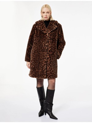Koton Suni Kürk Kaban Leopar Desenli Uzun Kollu Cepli
