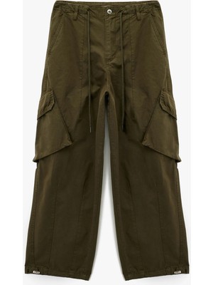 Koton Pamuklu Rahat Kalıp Stoperli Beli Bağcıklı Kargo Cepli Balon Pantolon