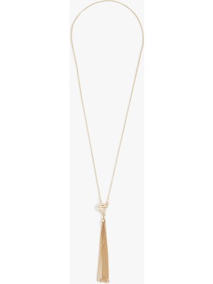 Zincir Püskül Detaylı Çelik Kolye