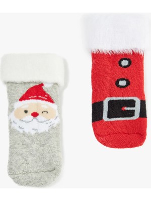 Koton Noel Baba Baskılı 2'li Yılbaşı Çorabı