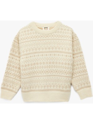 Koton Uzun Kollu Bisiklet Yaka Desenli Triko Yılbaşı Kazağı