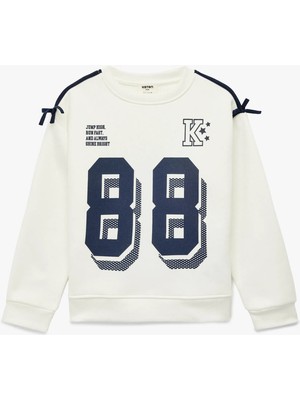 Koton Uzun Kollu Bisiklet Yaka Baskılı Oversize Sweatshirt