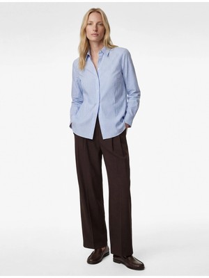 Koton Regular Fit Uzun Kollu Klasik Yaka Çizgili Gömlek