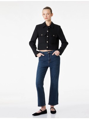 Koton Cepli Düğmeli Uzun Kollu Tüvit Ceket