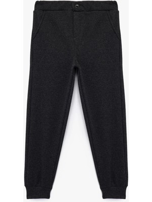 Düğmeli Cep Detaylı Basic Pantolon Görünümlü Eşofman Altı