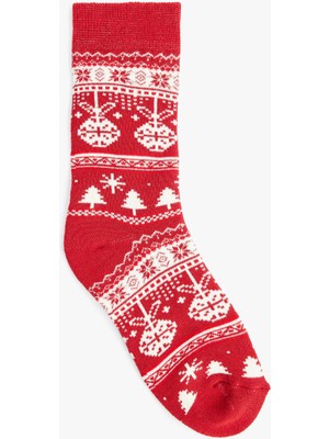 Koton Pamuklu Yılbaşı Temalı Soket Havlu Çorap