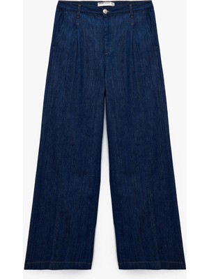 Pamuklu Yüksek Bel Geniş Paça Denim Pantolon - Bianca Wide Leg Jeans