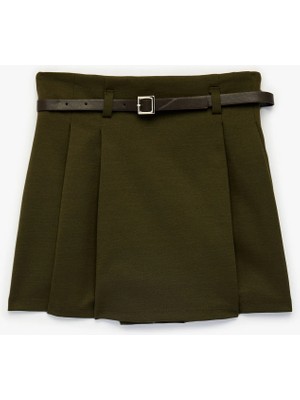 Koton Kemer Detaylı Kalın Pileli Mini Etek