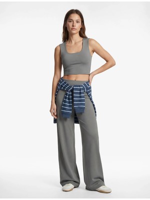 Koton Kolsuz U Yaka Crop Spor Tişört