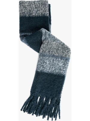 Koton Yumuşak Dokulu Püsküllü Renk Bloklu Uzun Atkı