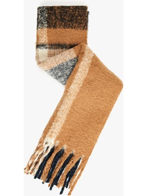 Koton Yumuşak Dokulu Ekoseli Püsküllü Uzun Atkı