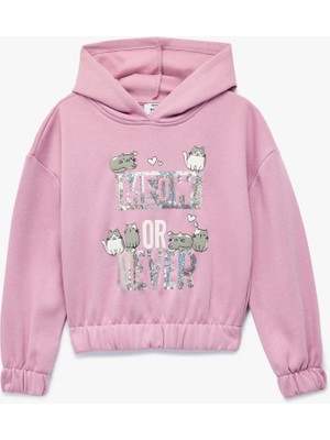 Koton Pamuklu Uzun Kollu Kapşonlu Baskılı Sweatshirt