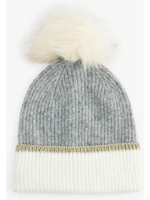 Koton Pon Pon Detaylı Katlı Renk Bloklu Örgü Bere