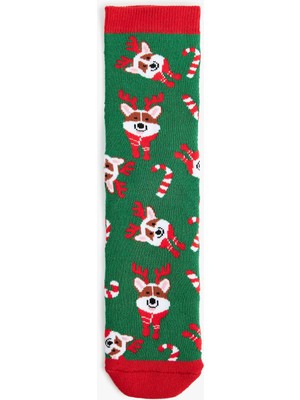 Koton Yılbaşı Temalı Pamuklu Soket Havlu Çorap