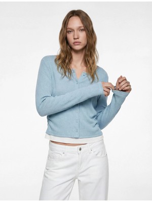 Koton Uzun Kollu Bisiklet Yaka Düğmeli Slim Fit Hırka