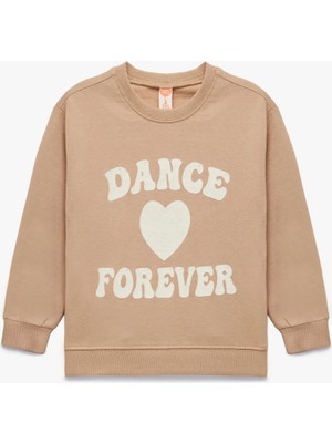 Koton Baskılı Pamuklu Uzun Kollu Bisiklet Yaka Sweatshirt