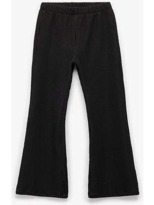 Beli Lastikli Dokulu  Basic Ispanyol Paça Pantolon