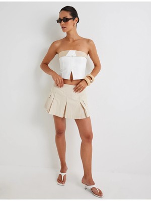 Koton Pileli Mini Etek Kargo Cep Detaylı Poplin Kumaş