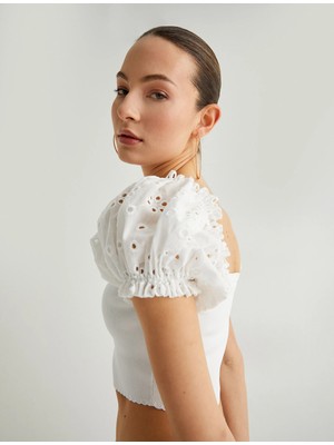 Koton Fisto Balon Kol Crop Bluz