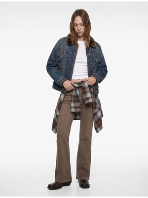 Koton Slim Fit Normal Bel Cep Detaylı Nervürlü Ispanyol Paça Pantolon - Flare Jeans