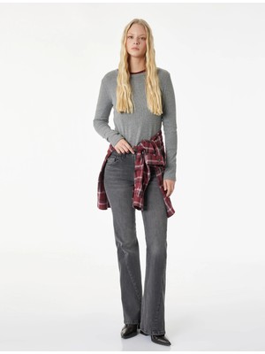 Koton Cepli Yüksek Bel Ispanyol Paça Jean Pantolon - Flare Jeans