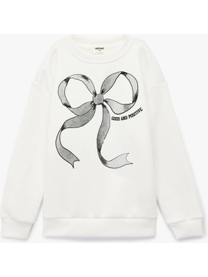 Koton Bisiklet Yaka Uzun Kollu Fiyonk Baskılı Sweatshirt