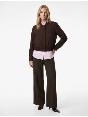 Koton Kolej Yaka Fermuarlı Cepli Uzun Kollu Bomber Ceket